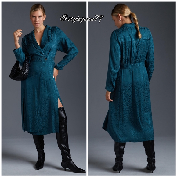 Anthropologie, Blazer Faux Wrap Midi Dress in Indigo NWT - Picture 2 of 2